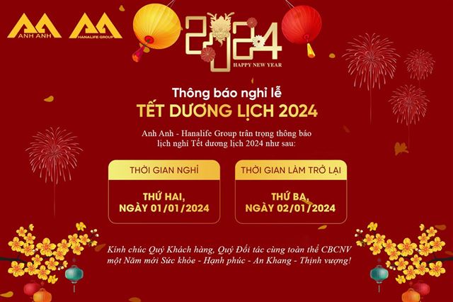 THÔNG BÁO NGHỈ TẾT DƯƠNG LỊCH 2024